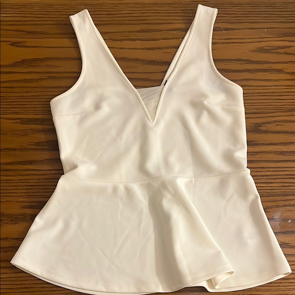 Express Ivory V-Neck Blouse